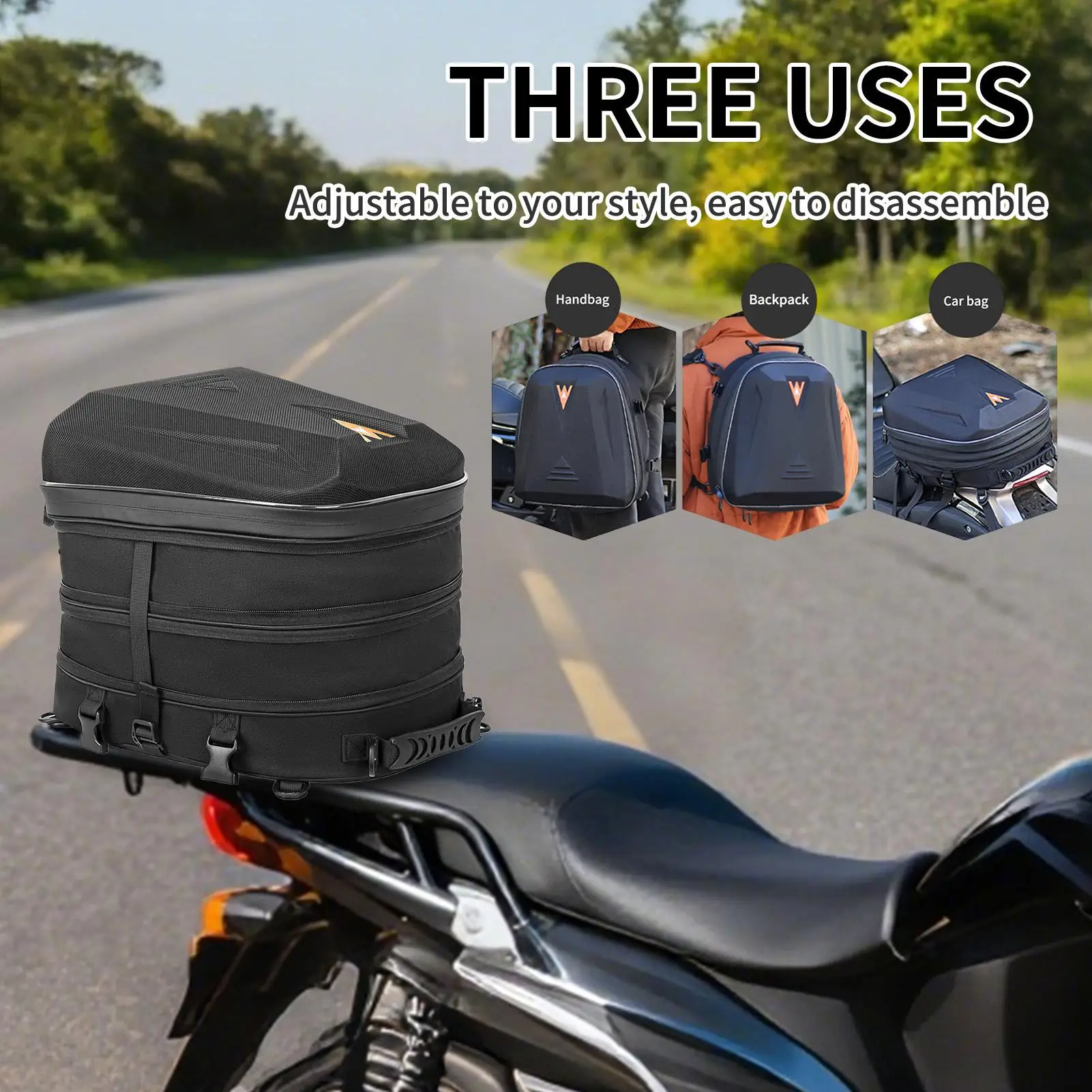 

Motorcycle Seat Bag 20L-28L Expandable Hard Shell Backpack Waterproof Motorcycle Luggage Bag For Motorbike Scooter Dirt Bike