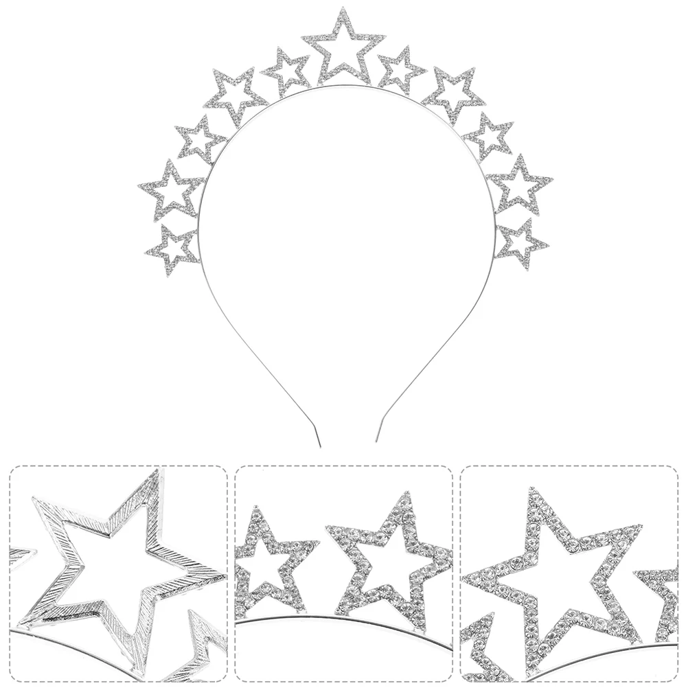 

2 Pcs Rhinestone Headband Women Star Hair Bands Accessories for Bride Crown 1870X1700X050CM Headbands Miss