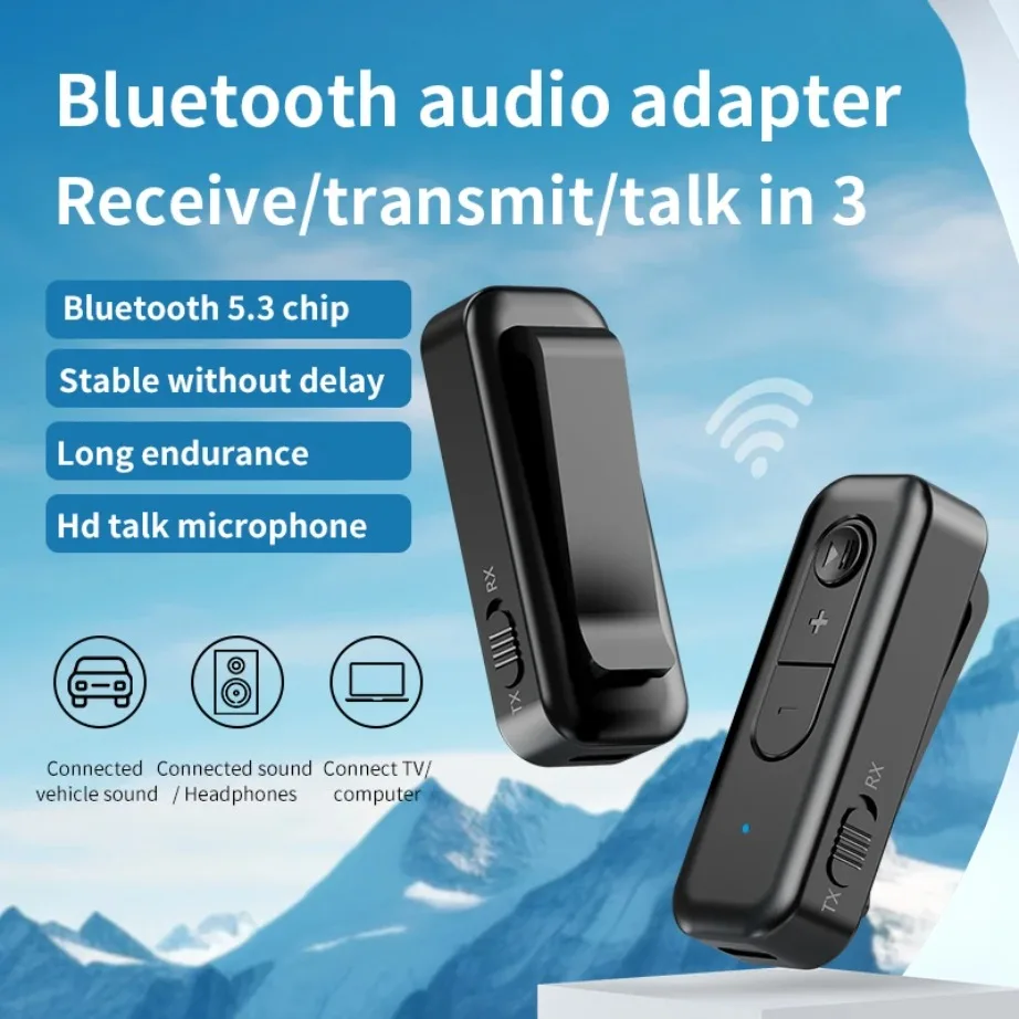 YIGETOHDE-2-in-1 Bluetooth 5.3トランスミッター,レシーバー,カーアダプター,ヘッドフォン,スピーカー,ステレオ,家庭用,3.5mm, BTアダプター