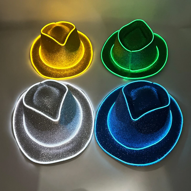 10pcs LED Light up Plastic Glittering Hat Colorful Fluorescence Hat Christmas Party Supplies Stage Performance Accessories