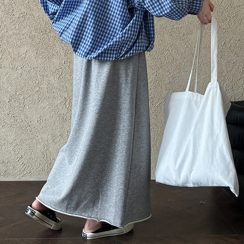 Spódnica damska HKSH Luxi Fashion, codzienna, o luźnym kroju, w kształcie litery A, z podwiniętym brzegiem, wyszczuplająca, z elastyczną talią, idealna na jesień, model HK11735