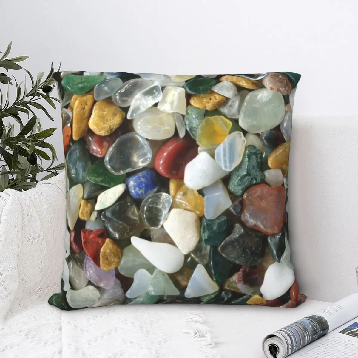 Tiny Little Precious Stones Square Pillowcase Polyester Pillow Cover Velvet Cushion Zip Decorative Comfort Throw Pillow For Home