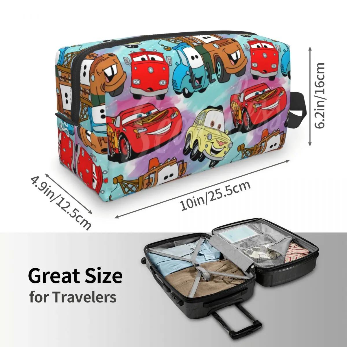 Custom Lightning McQueen Cars Collage Cosmetic Bag Women Fashion Big Capacity Makeup Case Beauty Storage Toiletry Bags