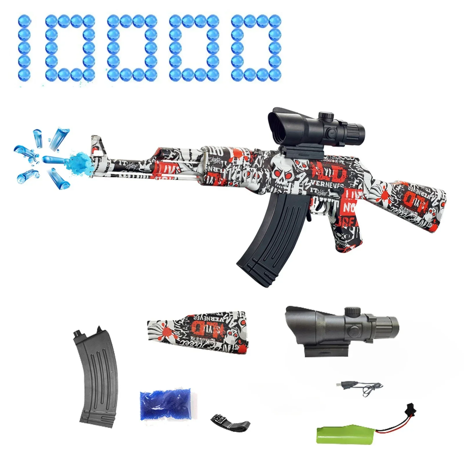 Pistola de juguete AK47, pistola de bomba de agua de Gel de ráfaga eléctrica para actividades al aire libre, Arma de tirador de juego, bala de Gel, regalos para niños