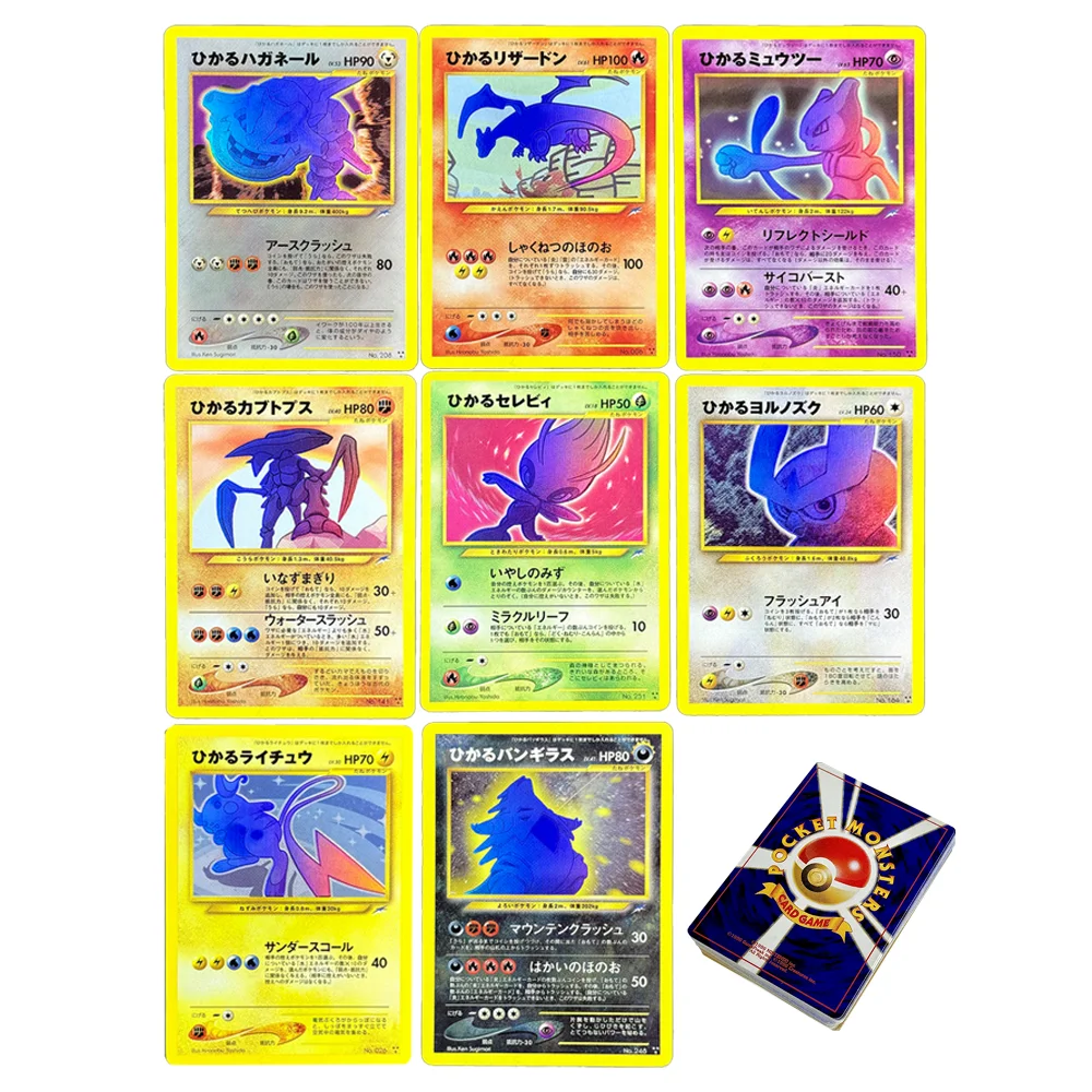 PKM-Karten, japanische Version, Shining Charizard Mewtwo Raichu Steelix Neo Single Foil Cards, Spielesammlungskarten, TCG-Verialachskarten