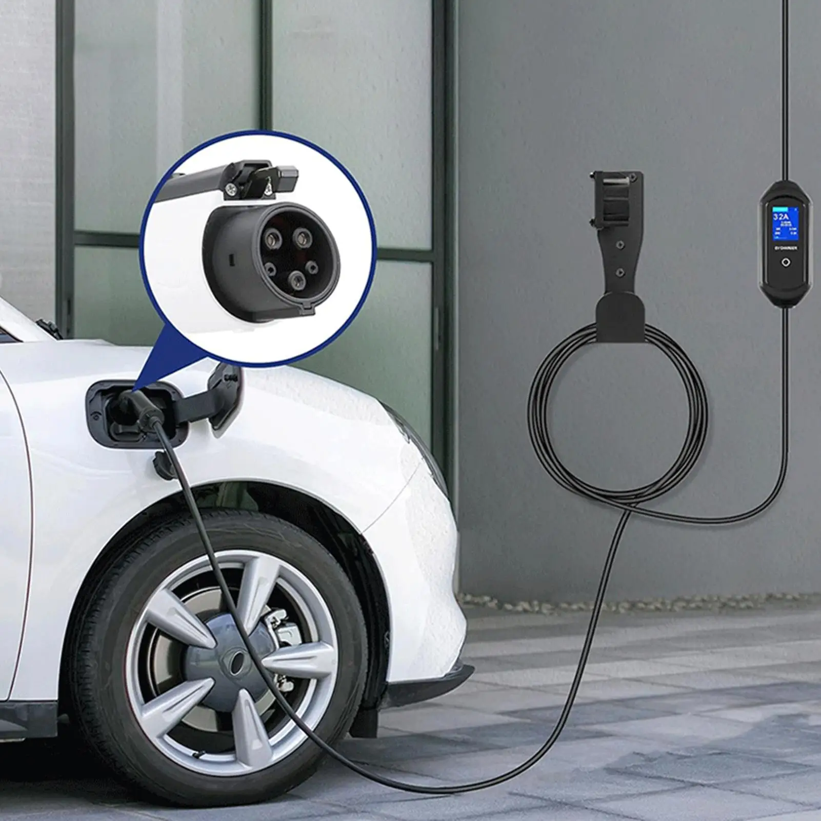 EV充電ケーブルホルダー 壁掛け式EV充電器スタンド ステンレススチール製充電ケーブルオーガナイザー 家庭用 キャンプ用 日常用