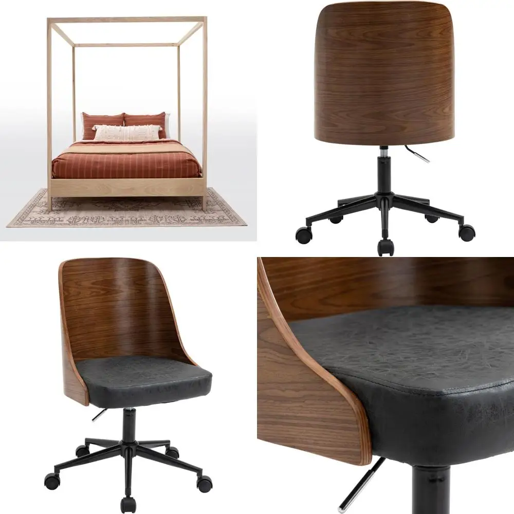 

Офисное кресло Maykoosh с черной деревянной спинкой - Эргономичное кресло для дома и работы