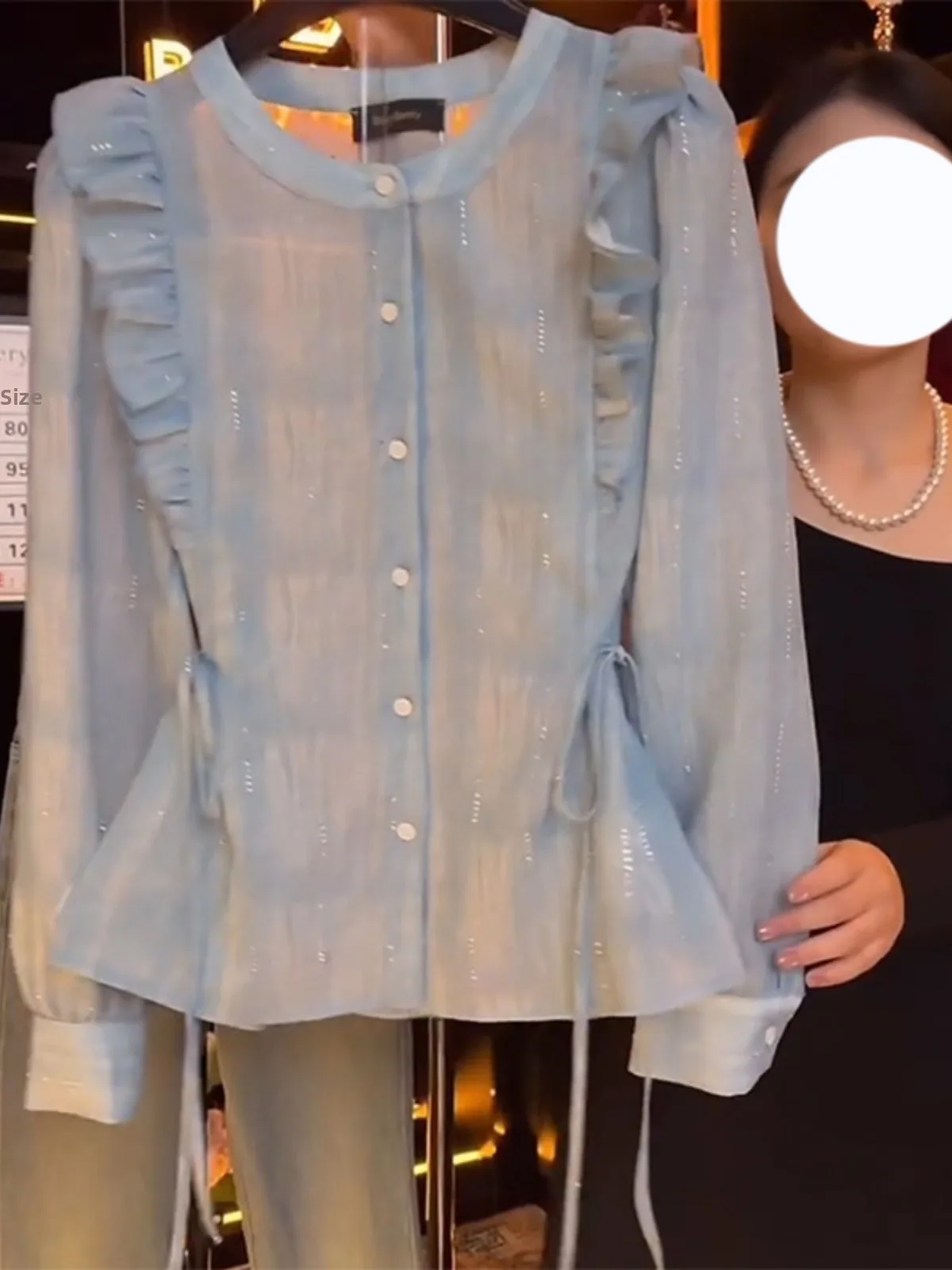 

Новинка Весна 2026: Модный универсальный вязаный топ с кружевным дизайном, длинным рукавом и круглым вырезом для женщин больших размеров