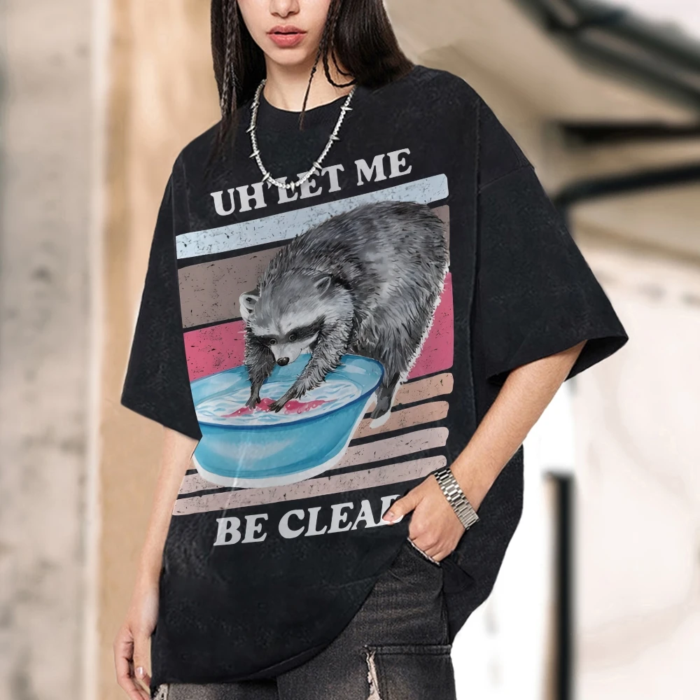 

Be Clear Washed T shirts for Women American Millenial casual retro short sleeve Cotton Short Sleeve Wash Hip Hop Tee Clothing