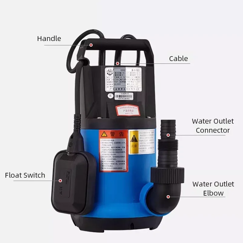 220 V elektrische Tauchpumpe mit niedrigem Wasserstand, Teichpumpe, Wasserpumpe für Gartenbewässerung, automatische Abwasserpumpe