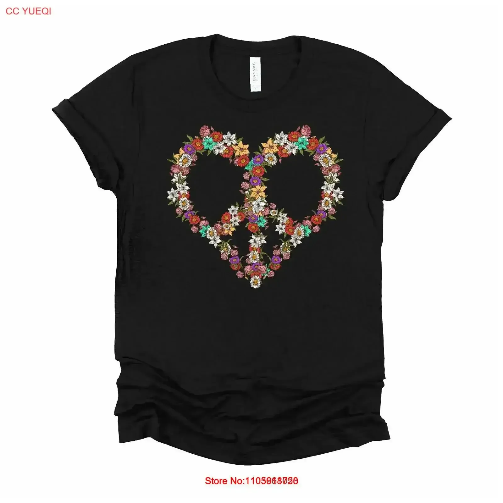 Camiseta con Símbolo de Paz, Diseño Floral Hippie, para Amantes de la Naturaleza, Tallas XS-4XL, Estilo Vintage Lavado, Ligeramente Moderno, Transpirable, para Hombre