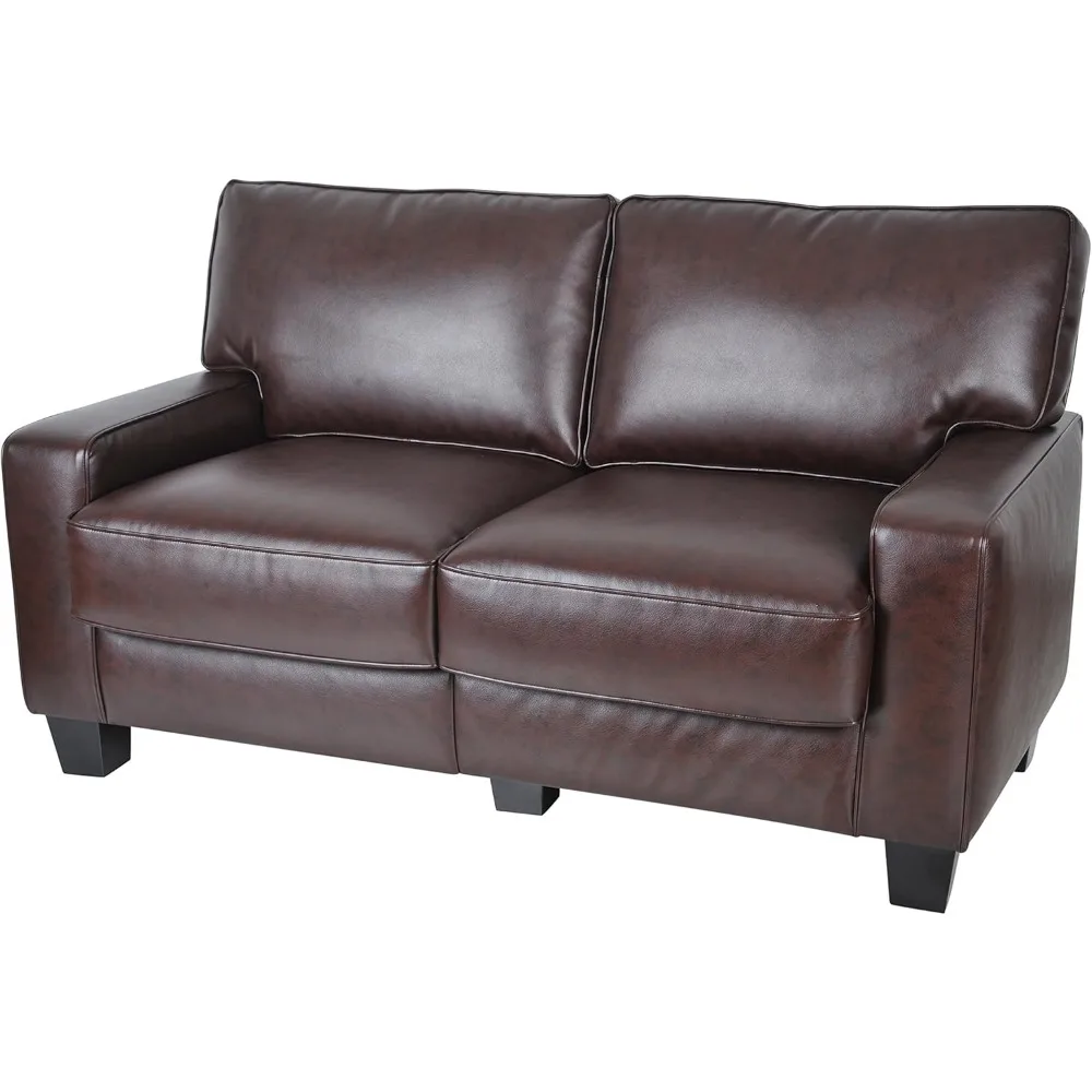 

Home Furniture Durable Bonded Leather Sofa Pocket Coil Seat Cushions Soft Pillow Back Loveseat or Couch Living Rooms Room