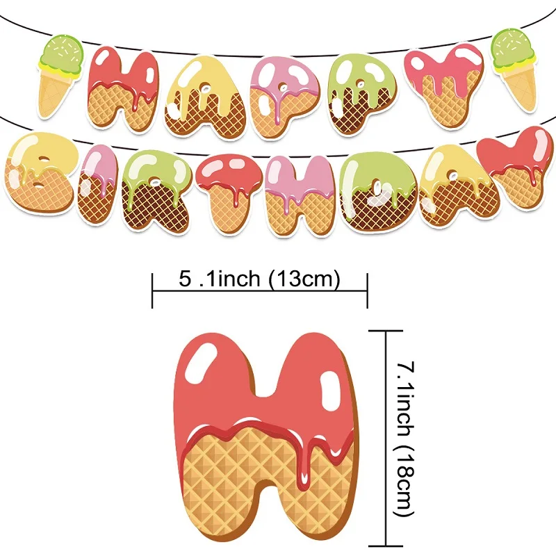 Banderole de crème glacée joyeux anniversaire, sensation de côtes