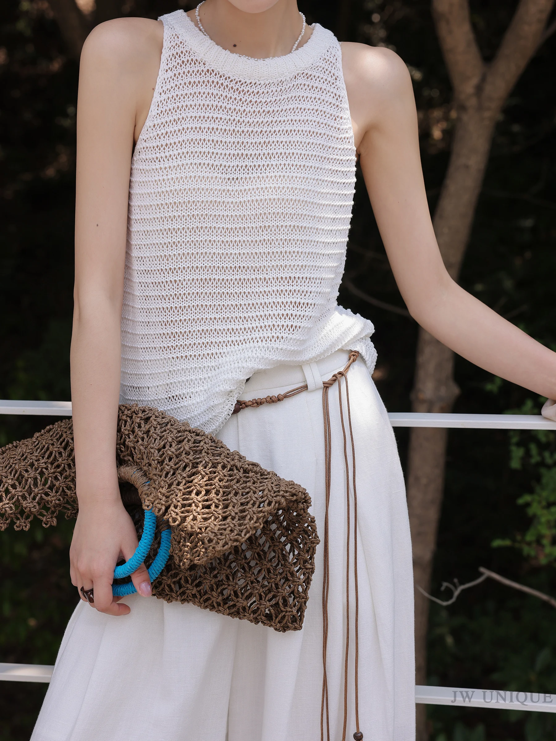 

Женский вязаный жилет JWUNIQUE с вырезами, цвета пшеничного зерна, премиум-класса, летняя новинка, свободный крой, для повседневной носки