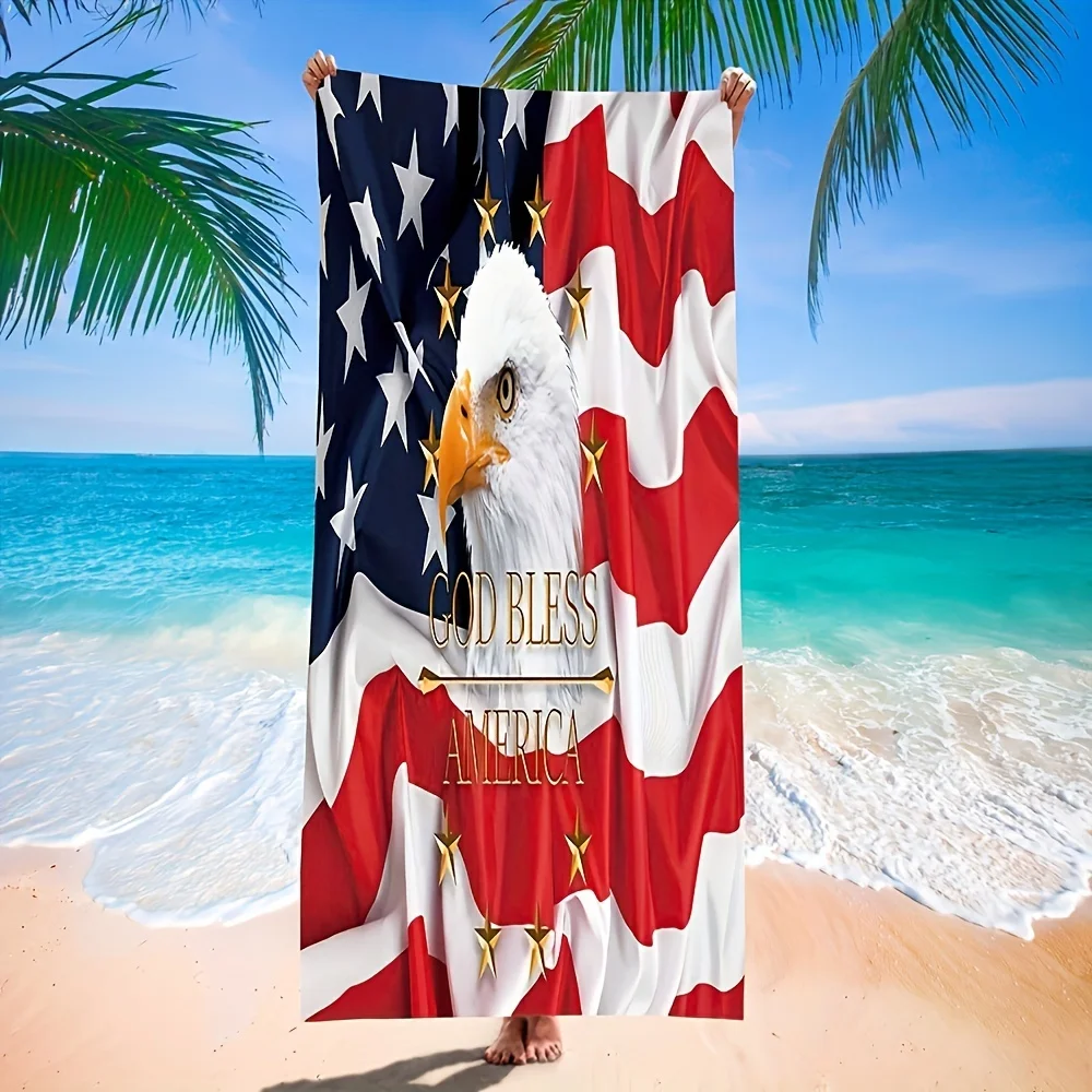 Patriotic & Lightweight Quick-Dry Towel - Vibrant American Flag Design, Ideal for Beach, Travel & Sports - Easy Care and Durable