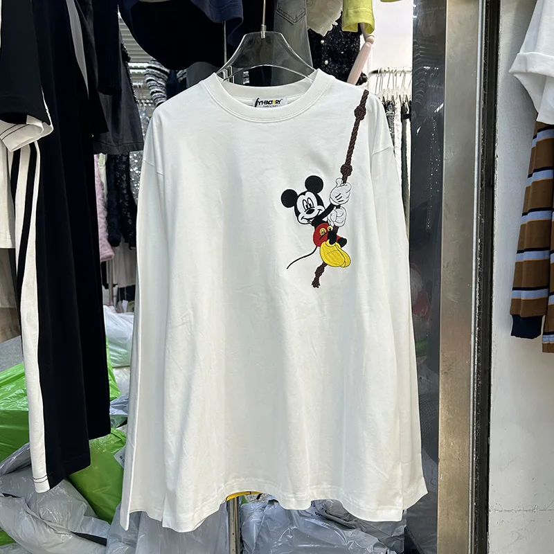 

Женская модная футболка с длинным рукавом и вышивкой, осенний топ миди с объемной вышивкой, трендовая модель