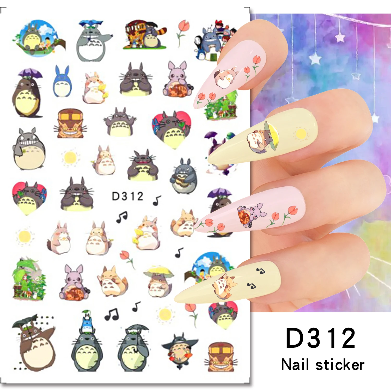 Miniso Cartoon Snoopy Nail Stickers Anime Character Sticker Nail Supplies Decal DlY Kawaii Demon Slayer Stickers Nail Decoration