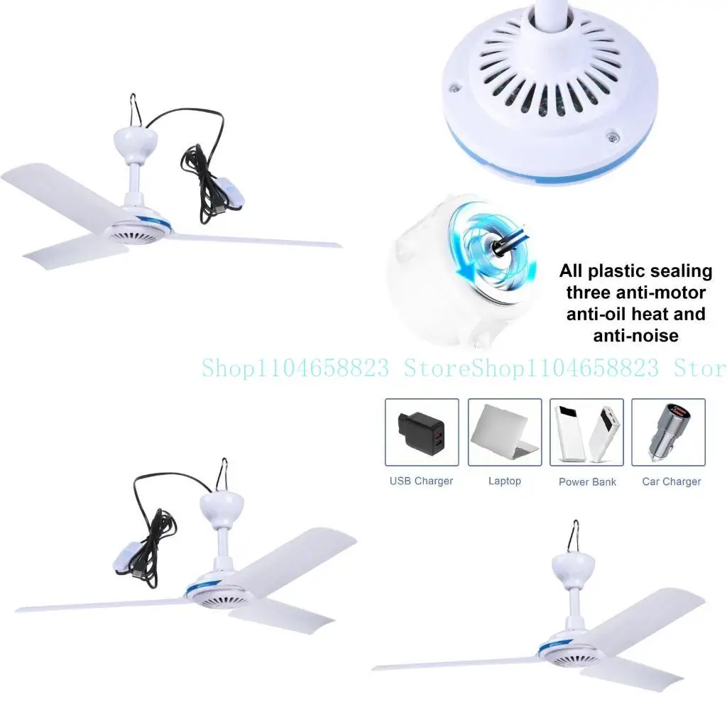 

652F 19.6inch USB Hanging Fan Camping Tent Fan for Outdoor and Home Ceiling Fan