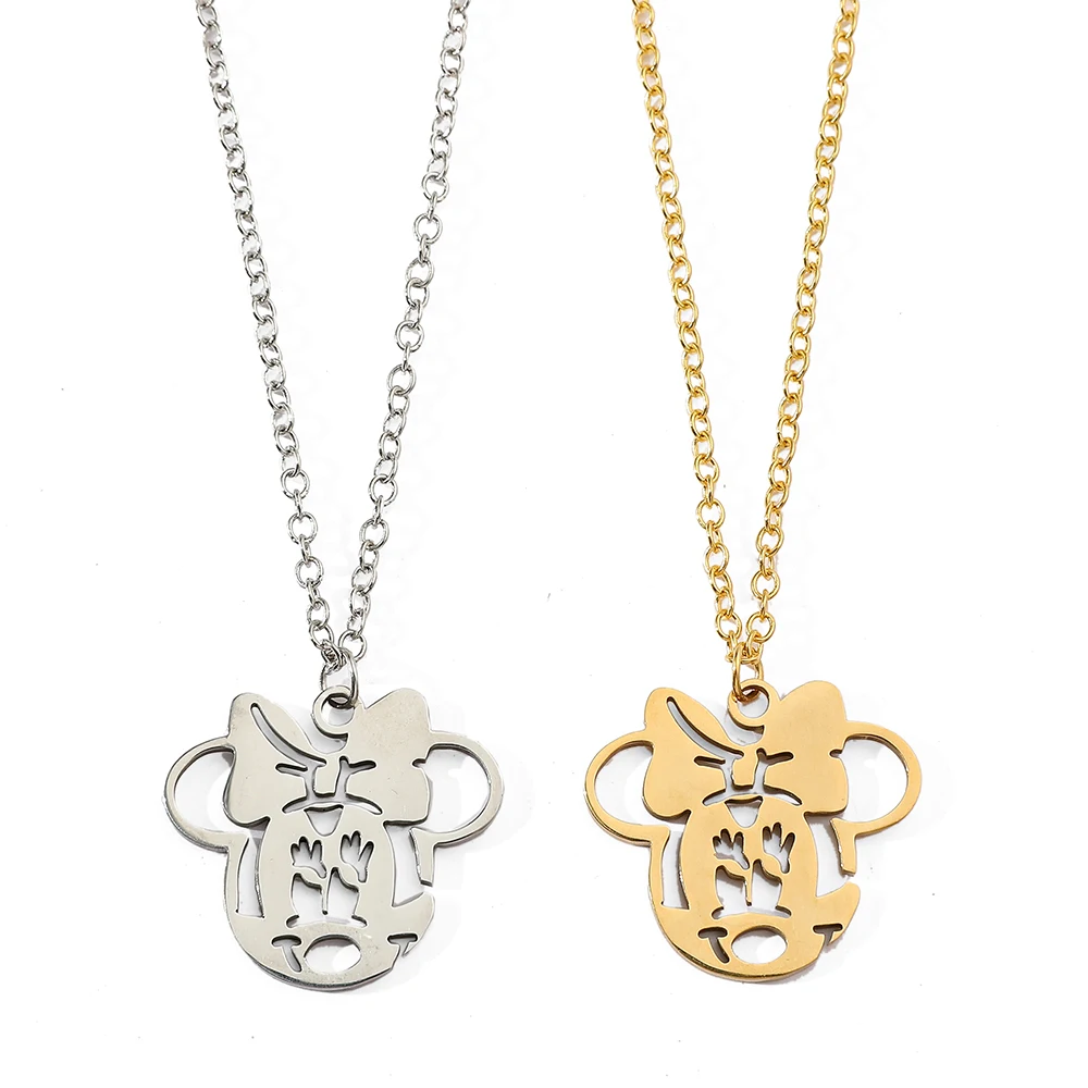 Disney Cartoon Anime Mickey Mouse Necklace Creative Hollow Out Mickey Mouse NeckChain For Friends Jewelry Pendant Gift