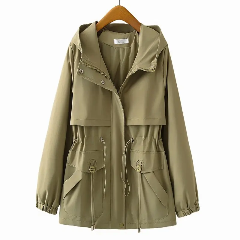 

Spring and Autumn New Women's Windbreaker Jacket Commuter Work Clothes Hoodie Oversize Windbreaker