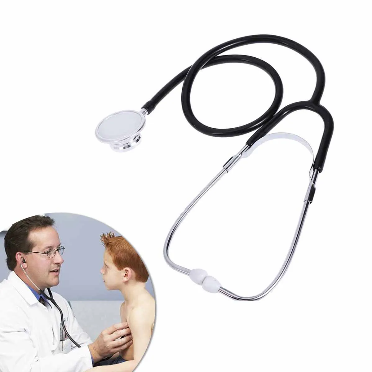

Двусторонний стетоскоп, черный медицинский инструмент с двойной головкой, портативный для сердца, легких, осскультации, больницы, клиники, школы, домашнего использования