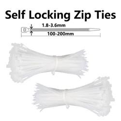 250/1000PCS 3*100 3*150 4*200 White Cable Tie Self-locking Plastic Nylon Tie Fastening Ring Zip Wraps Strap Nylon Cable Tie Set