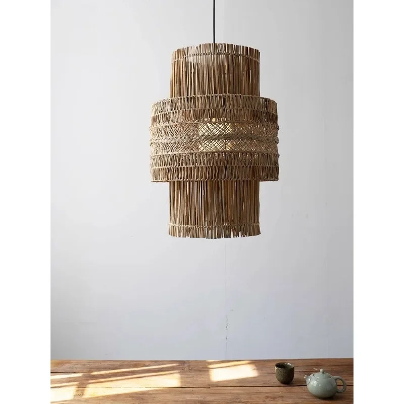 Homestay chandelier, hand-woven rattan and bamboo lamp