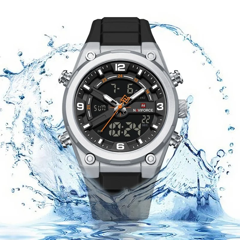 Dual Display Waterproof Men's Watch with Gift Box