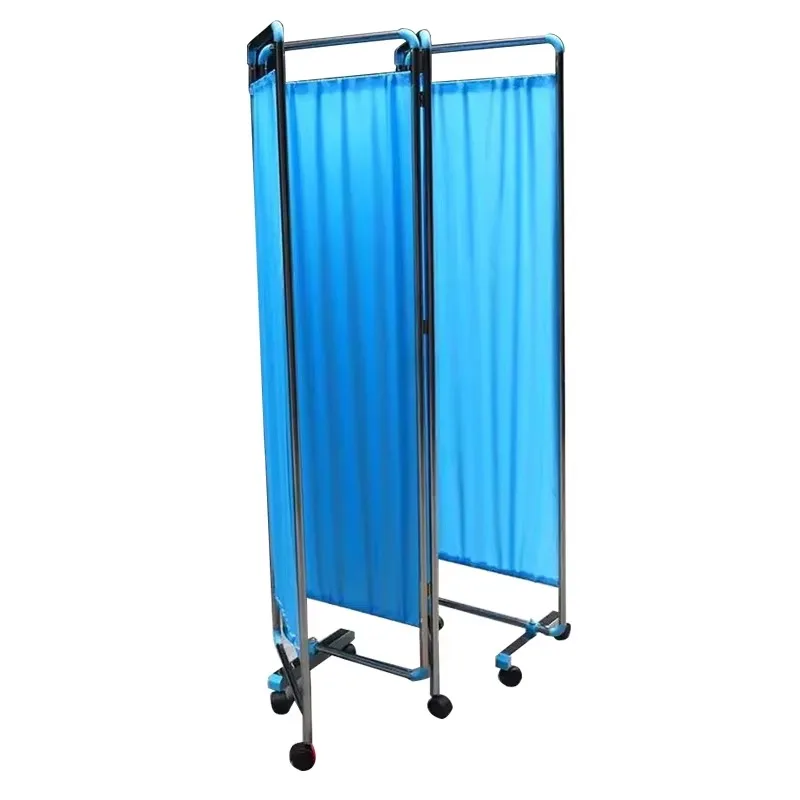 3 Panels Fold-able Hospital Privacy Screen Rolling Stainless Steel Patient Ward Screen