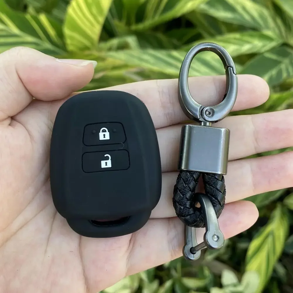Silicone Car Key Cover Case for Toyota Yaris Corolla Highlander Crown 2 Buttons Remote Skin Protector Shell Keychain Accessories