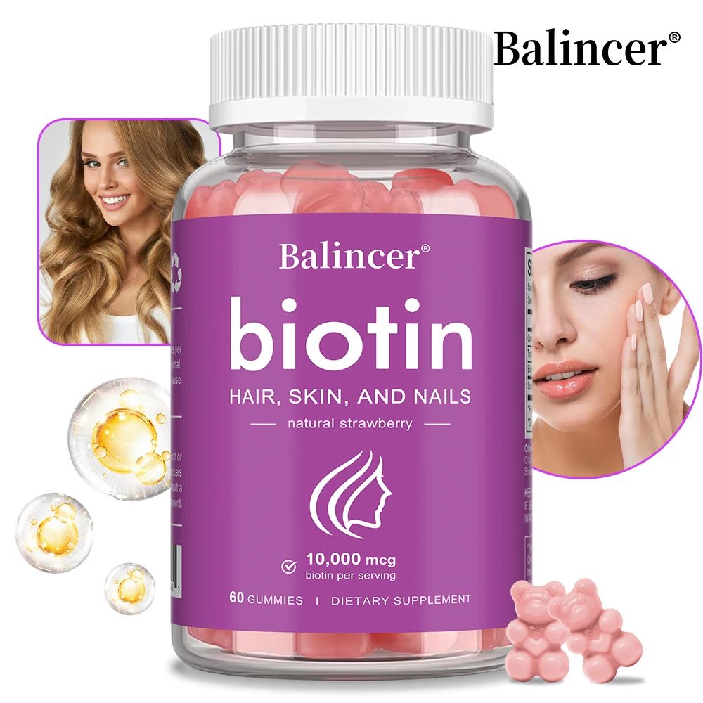 

Мармеладная мармеладка Nature's Biotin, витаминная добавка, поддерживает здоровые волосы, кожу и ногти, клубничные мармеладки, 10 000 мкг