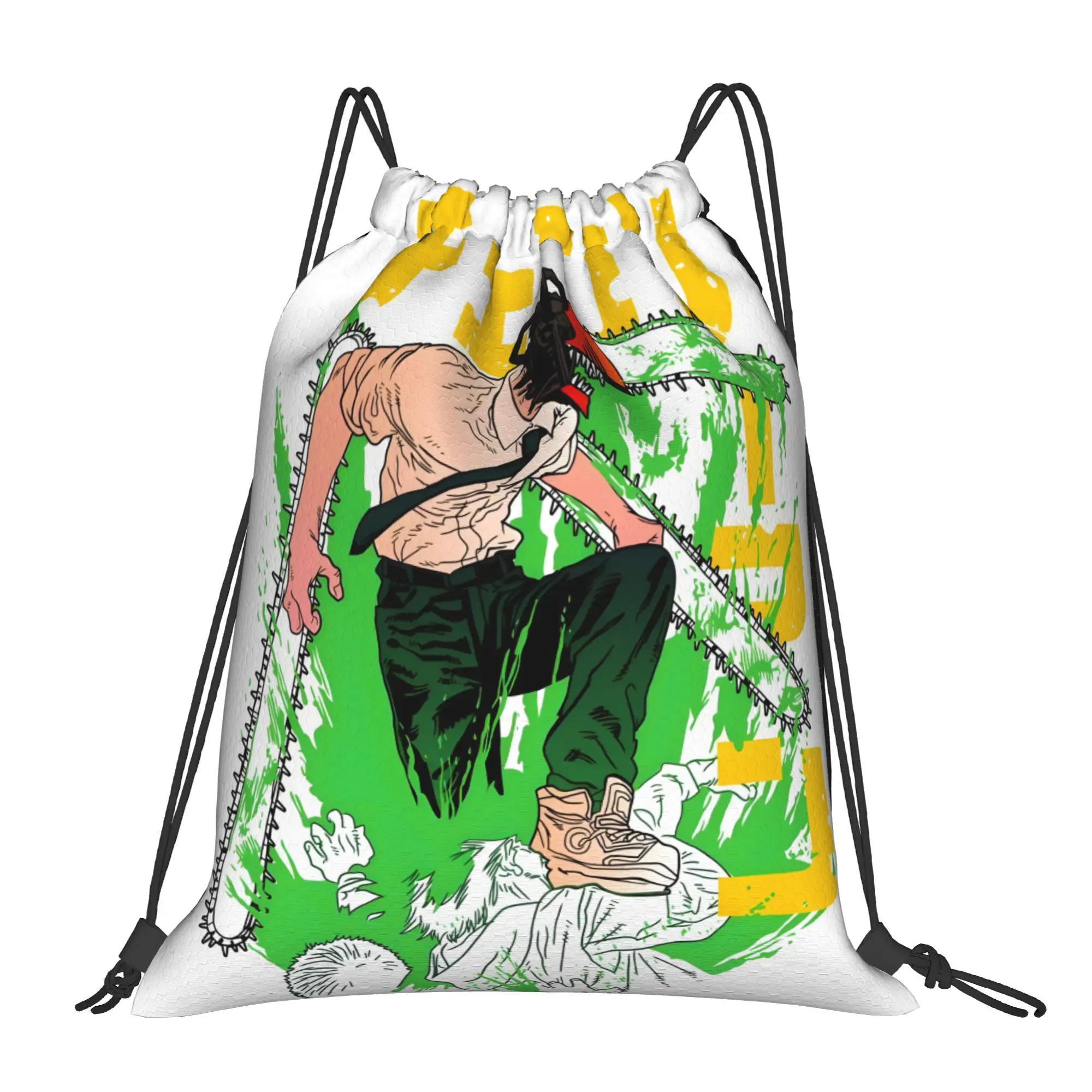 1 Stück Denji Anime Manga Print Kordelzugbeutel für Männer und Frauen, Aufbewahrungsrucksack, Teenager-Reisetasche