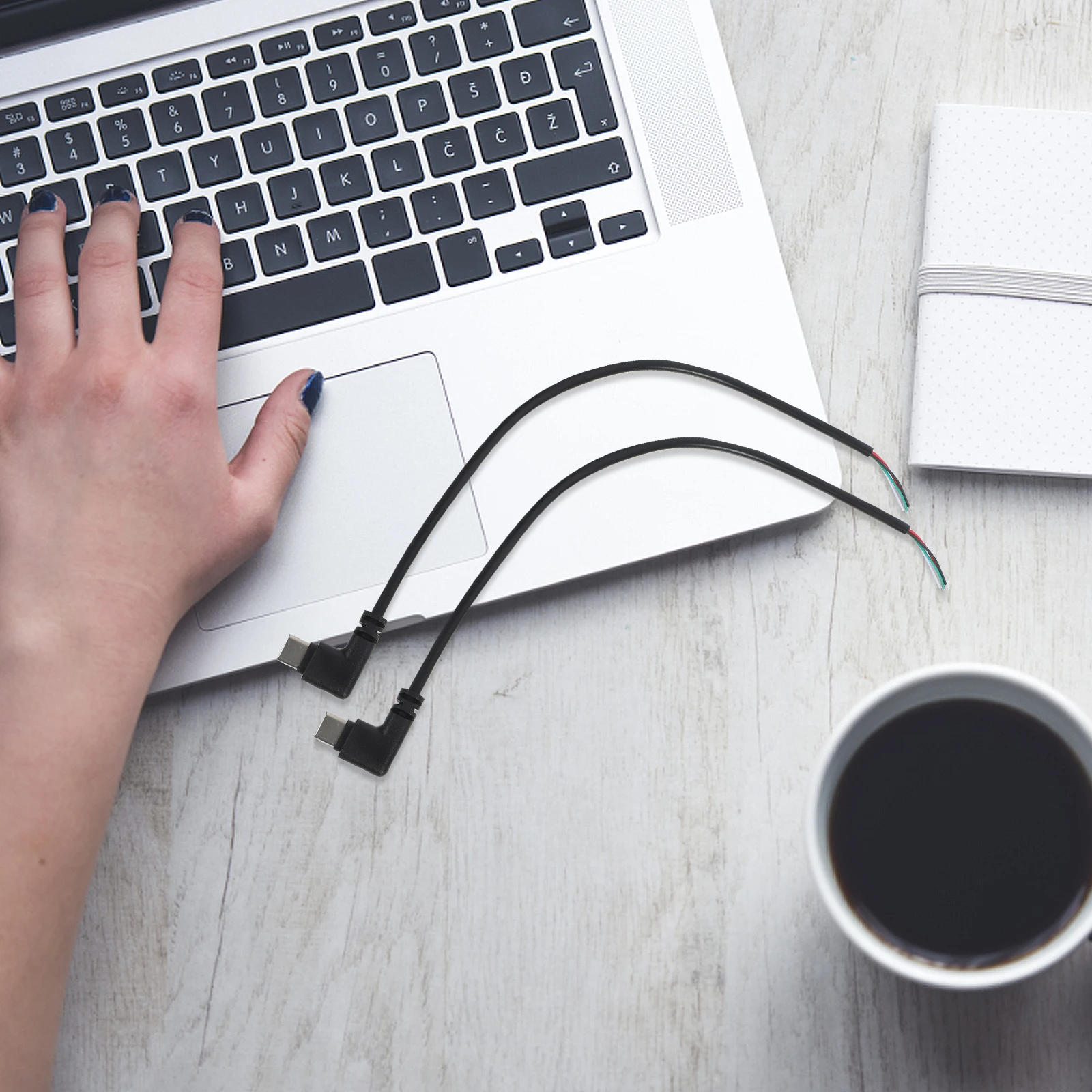 

4 Pcs USB Data Cable Right Angle Extension Short to Coiled Plug Portable Pigtail Angled Pvc Extender