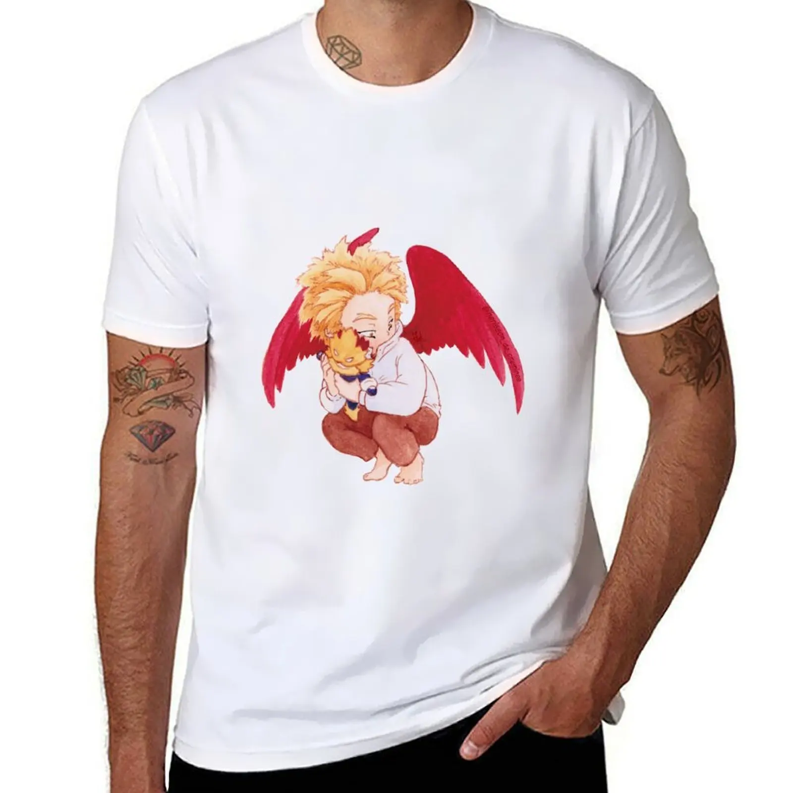 

Baby Hawks and his Endeavor plushie 1 T-Shirt cotton t shirts man 100% t shirts for man cotton funny T-Shirt