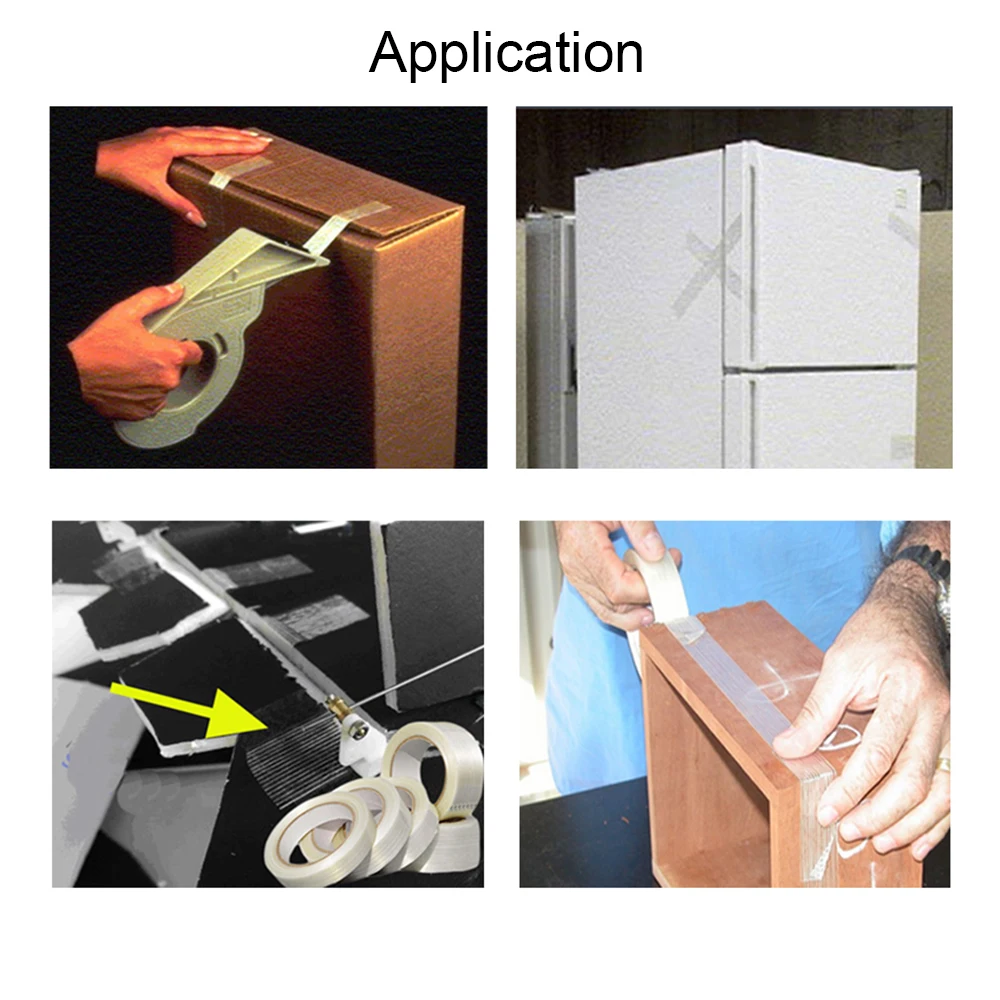 Strong Filament Transparent Striped Fiber Electrical Fixed Glass Steel Plate Strapping Model Sealing Tape 25M