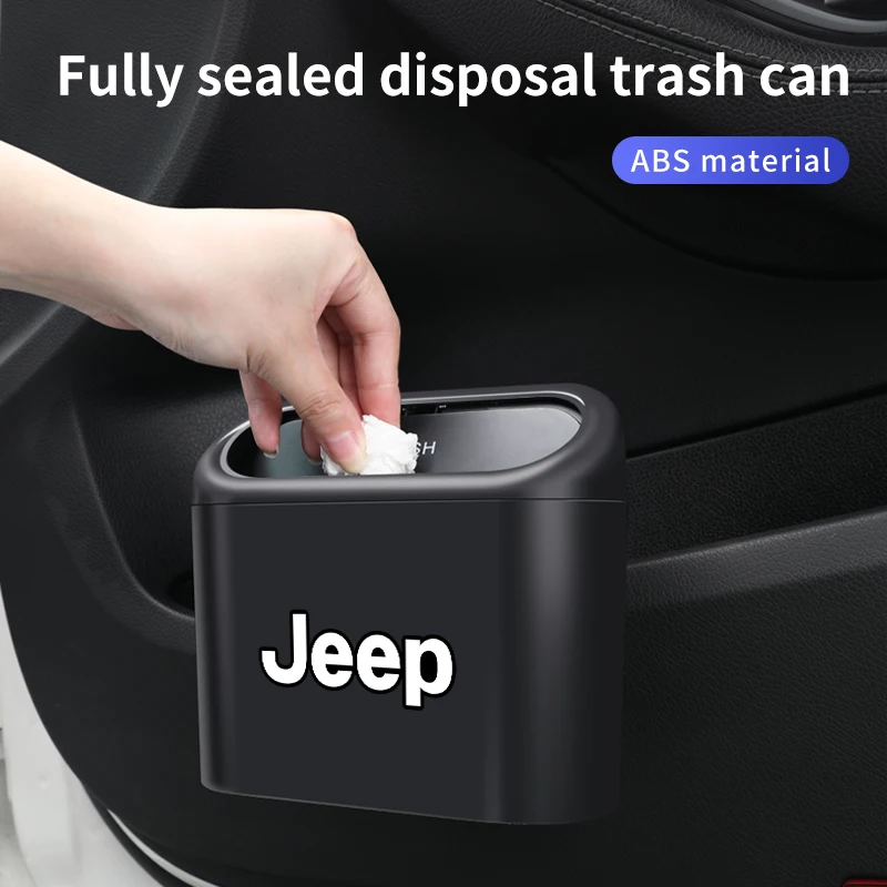 Car Trash Can Hanging Garbage Bin Pressing Box With Lid For Jeep Renegade Compass Grand-Cherokee Wrangler Wrangler-JK Cherokee