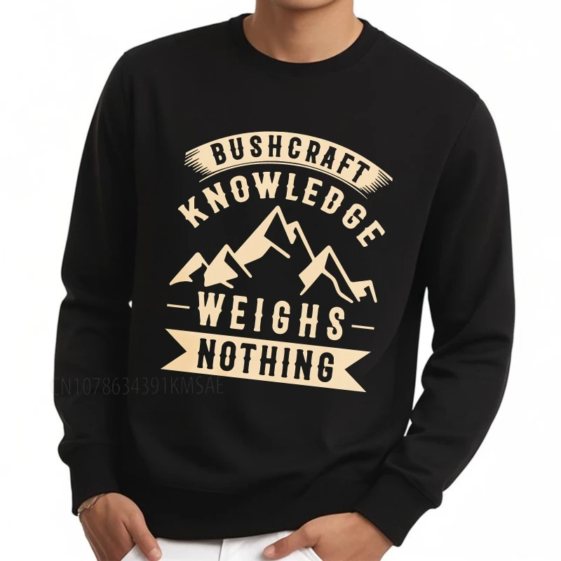 Plus size primavera feminino hoodie bushcraft conhecimento pesam nada montanhas treino em torno do pescoço moletom básico meninos hoodies