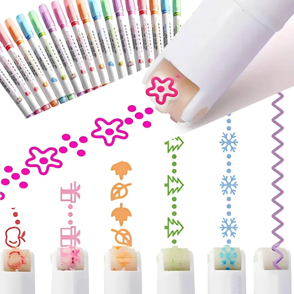6 Stück/Set Umrissmarker mit Blumenmuster und verschiedenen Formen für DIY-Kartenherstellung, Handschrift, Kunsthandwerk YMY