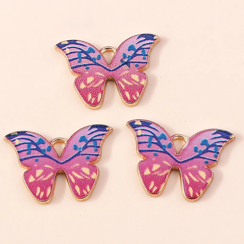 20 Stück 21x15mm Niedliche Bunte Emaille Fliegende Schmetterling-Anhänger für Schmuckherstellung, Ohrringe, Halsketten, DIY-Bastelzubehör – Detail 6