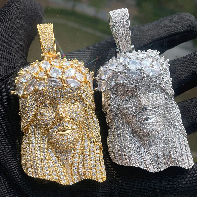 

Хип-хоп 3A+ CZ Stone Paved Bling Iced Out JESUS PIECE Подвески Ожерелья для мужчин Женщин Клубный рэпер Ювелирные изделия Золото Серебро Цвет
