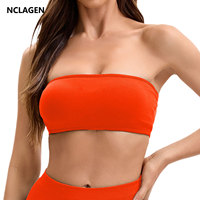 NCLAGEN Impact Backless Bandeau Sports Bra Gym Women Crop Tube Top Seamless Yoga Tops Sexy Workout Sportswear Push-up Fitness