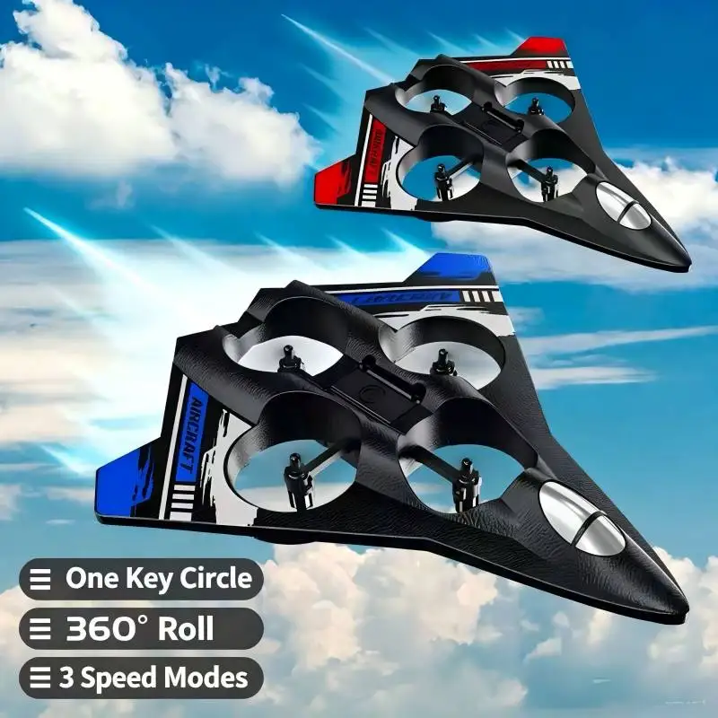 RC Foam Airplane Fixed Height Hover Flight Rolling Stunt Fighter Drone LED Light Children Hobby Toy
