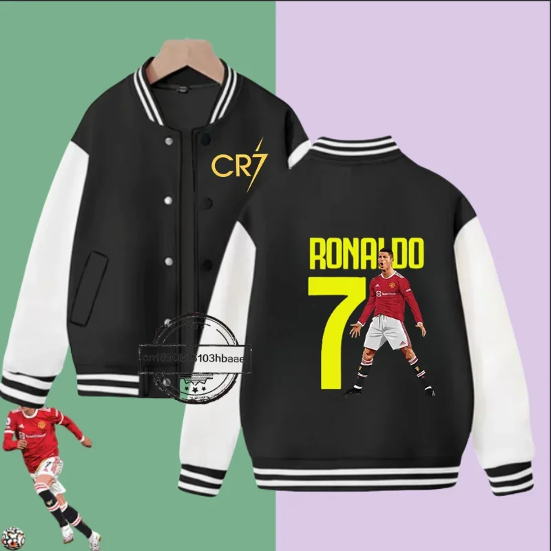 Chaqueta de primavera y otoño Cristiano Ronaldo uniforme de béisbol jugadores 2-14 años niños y niñas abrigo casual estampado de dibujos animados