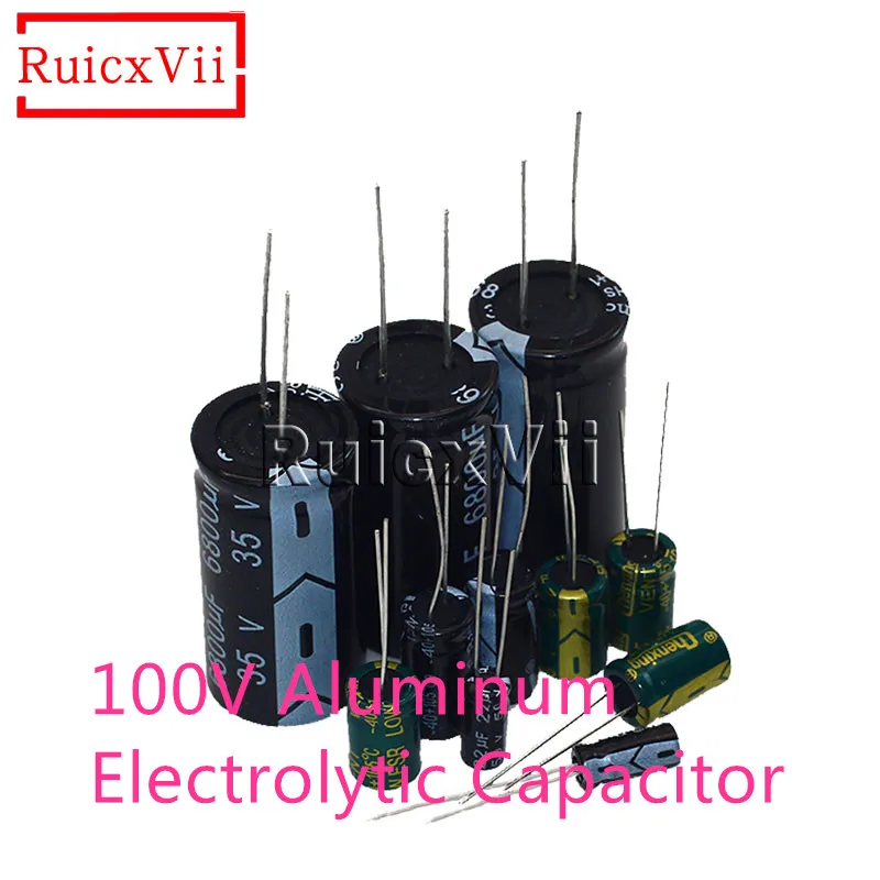 100V Aluminum Electrolytic Capacitor 1UF 2.2UF 3.3UF 4.7UF 10UF 22UF 33UF 47UF 100UF 220UF 470UF 1000UF