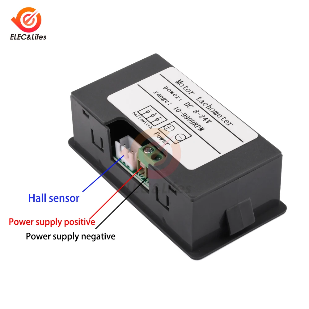 DC 8-24C 0.56 Inch High-precision Digital Tachometer Tachometer DC Tachometer 10-9999RPM Speed Meter Hall Proximity Switch