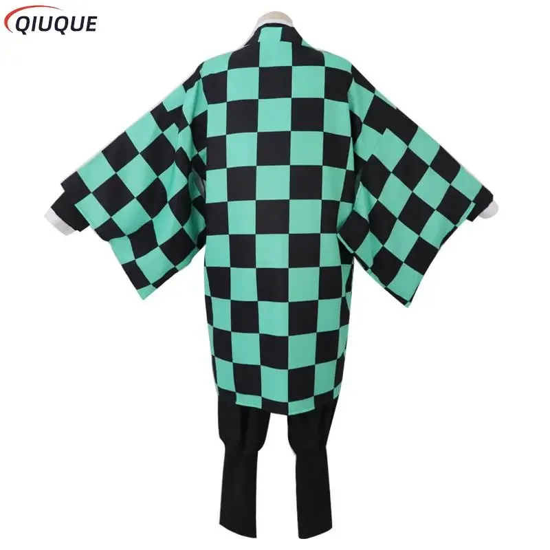 Silisili AAdult/Kids Kamado Tanjirou Costume Cosplay Parrucca Scarpe Kimono Mantello Verde Orecchini Adesivi per tatuaggi 2025 ☆   Nuovo