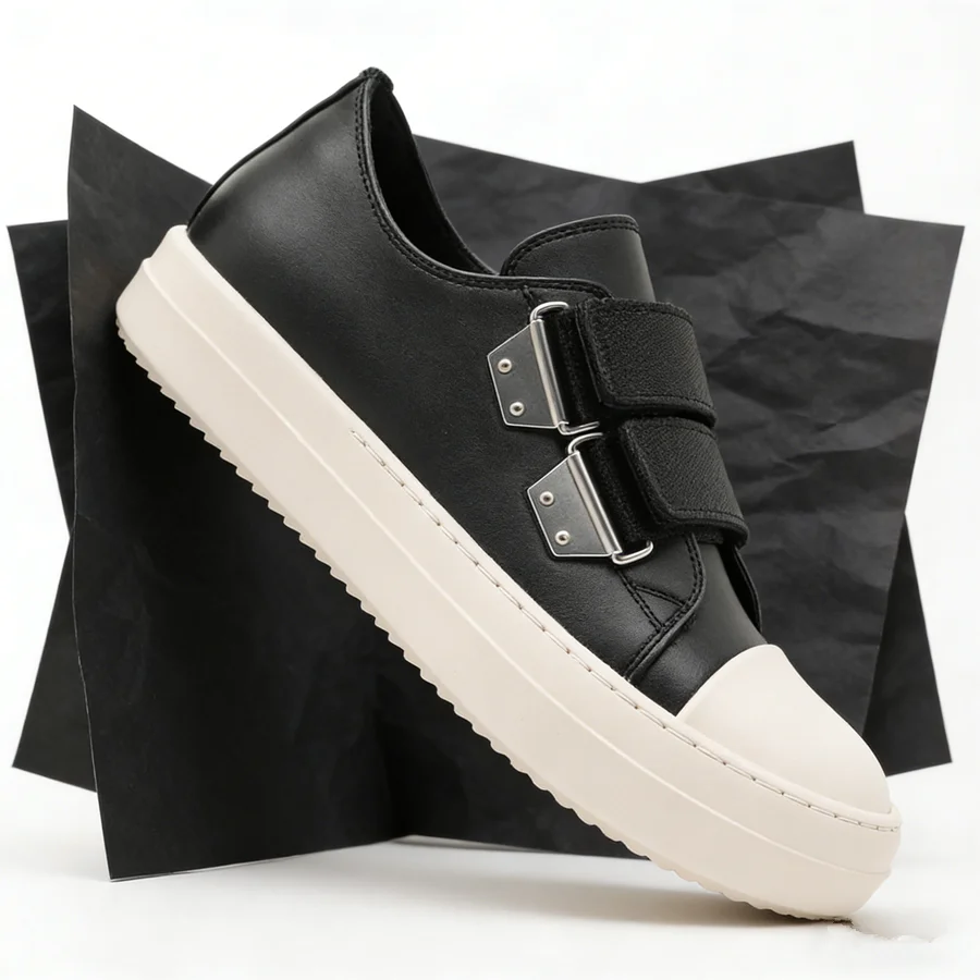 

Women's Black White Color Block Platform Sneakers Round Toe Strap Casual Shoes Woman Slip-On Walking Shoes for Ladies 2026