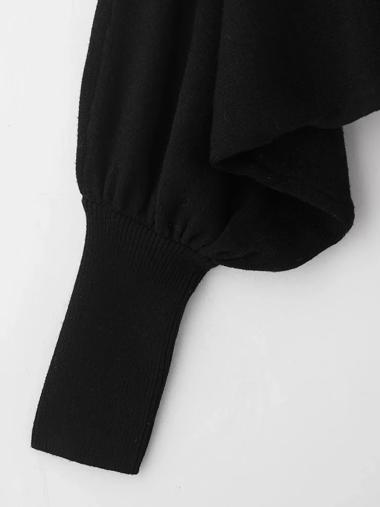 Pull tricoté à manches bouffantes pour femme, ample, à la mode, vêtements d'extérieur, Style automne hiver