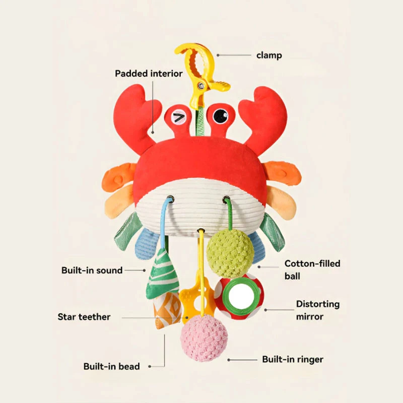 Juguete de alegría con cordón colgante para cama de bebé, sonajeros para bebé recién nacido, juguetes de cuerda para tirar, juguetes de animales de dibujos animados, juguete educativo Montessori para bebé