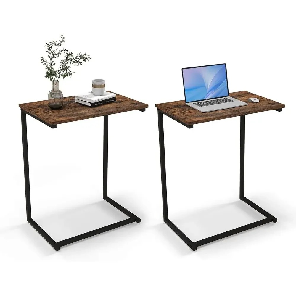 

C-Shaped 2-Piece End Table Set, Compact Snack Side Tables, Suitable for Sofa, Bed, Laptop Use, TV Trays, Ideal for Living Rooms